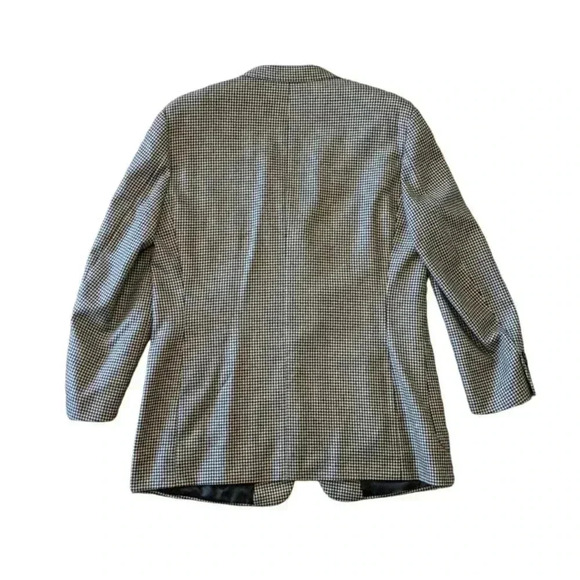 Samuelsohn Black Cream Houndstooth 100% Cashmere Blazer Sport Jacket Size 46 L - Picture 2 of 12